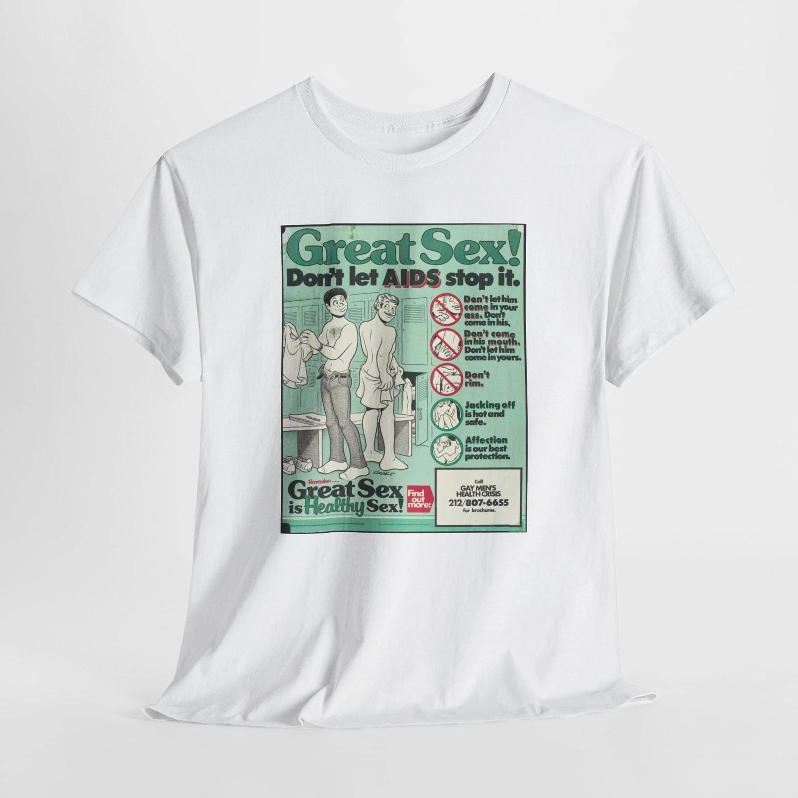 Vintage 1980s HIV AIDS Great Sex Awareness Tee Unisex Heavy Cotton Retro Graphic S