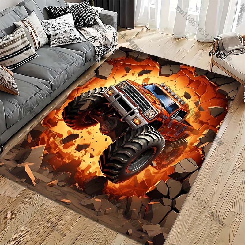 Truck Monster Dinosaur Pattern Living Room Bedroom Carpet Bedside Bathroom Floor Mat 15 Size Area Rug Kid's Room Home Decor