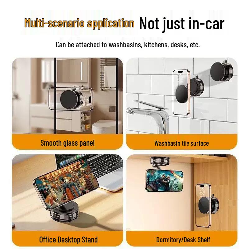 2025 Magnetic Car Phone Holder with Suction Cup - Universal Stand for In-Car Navigation and Desktop Use