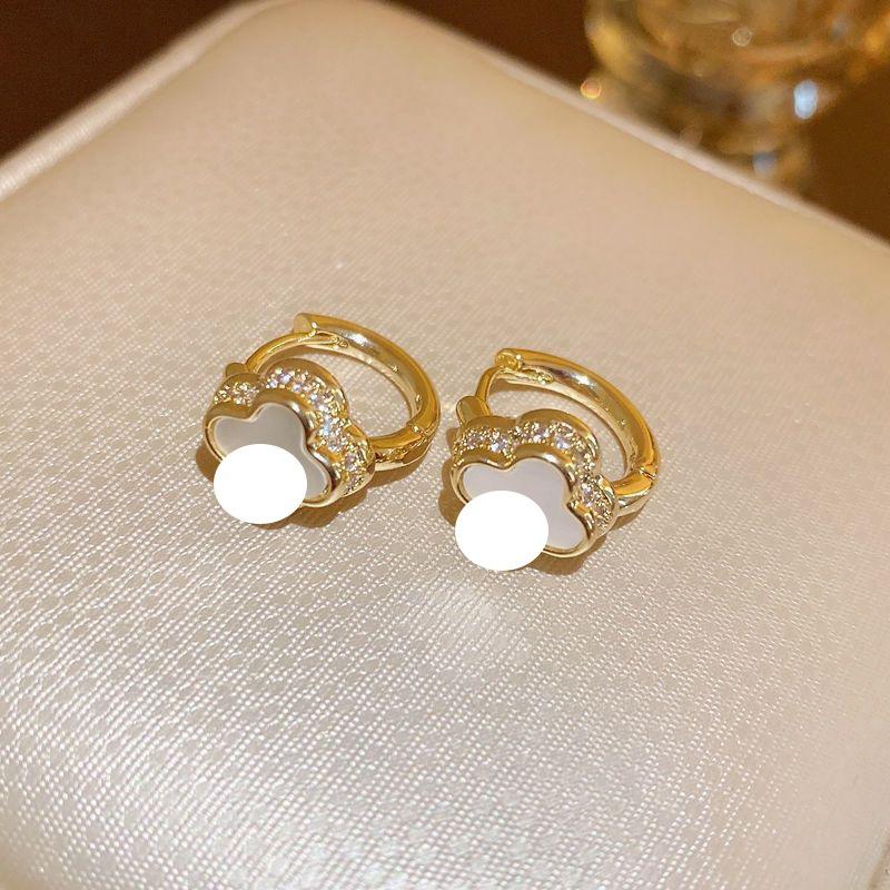 Silver Needle Multi-layer Letter Twill Zircon Pearl Earrings Medieval Vintage Light Luxury Stud Earrings Versatile Earrings