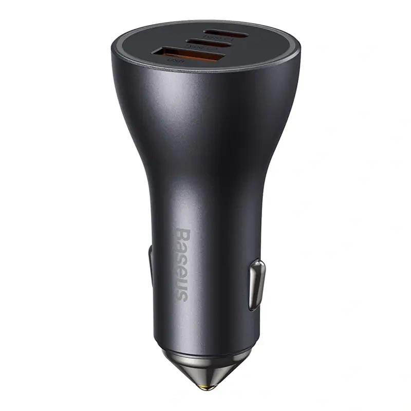 Ładowarka Samochodowa Baseus Golden Contactor Pro, 2X Usb-C, 1X Usb, 65W (Szara)