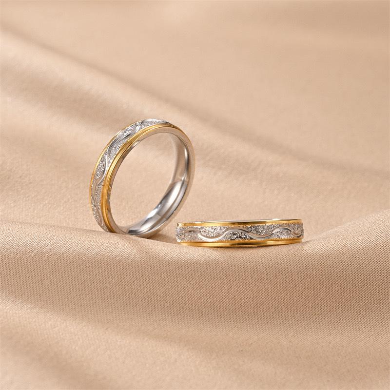 Hot Selling Stainless Steel Frosted Couple Rings For Women Men Zircon Valentine's Day Gifts Size 5-13