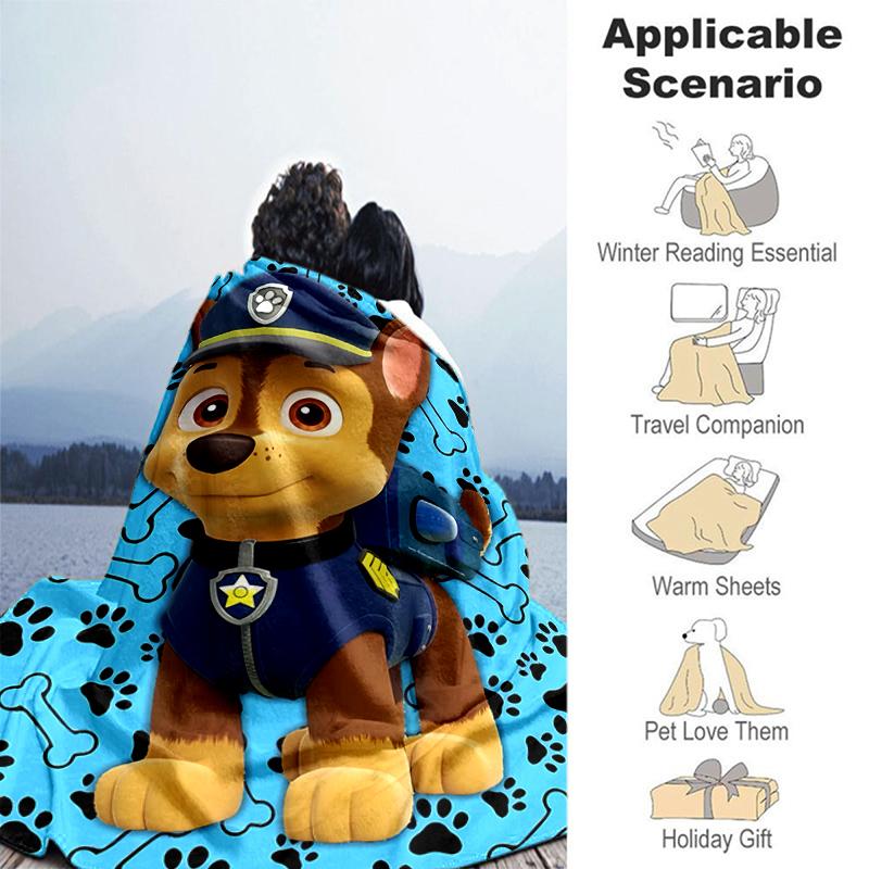 1pc Blanket Paw Patrol characters Print Design, Lightweight Blanket for Sofa, Bed- Soft &Warm, Gift for All Seasons like Christmas, Halloween
