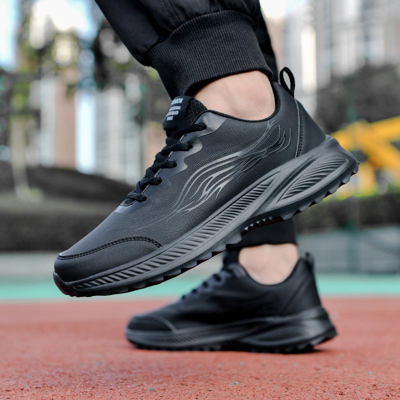 Waterproof Leather Surface Men's Running Shoes Spring Autumn Casual Lightweight Shock Absorption Versatile Sports Sneakers
