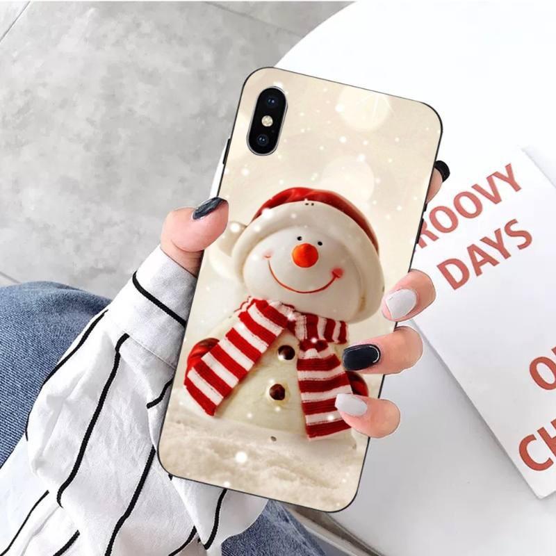 

Зимний рождественский чехол для телефона с рисунком снежной елки для IPhone 14 13 12 11 XS X 8 7 6 Plus Mini Pro Max SE 2022, мягкий черный чехол для телефона iPhone 13