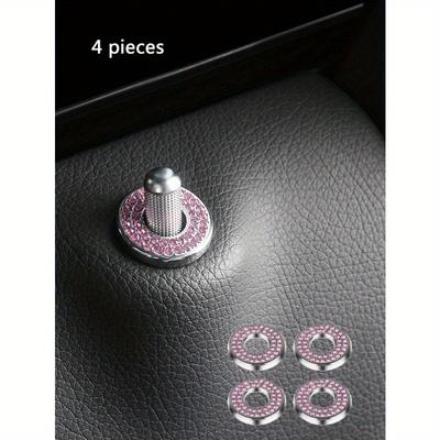 4pcs White Car Interior Door Lock Cover Ring Trim Accessories Fit for Mercedes Benz C-class C200l Glc260 C260l