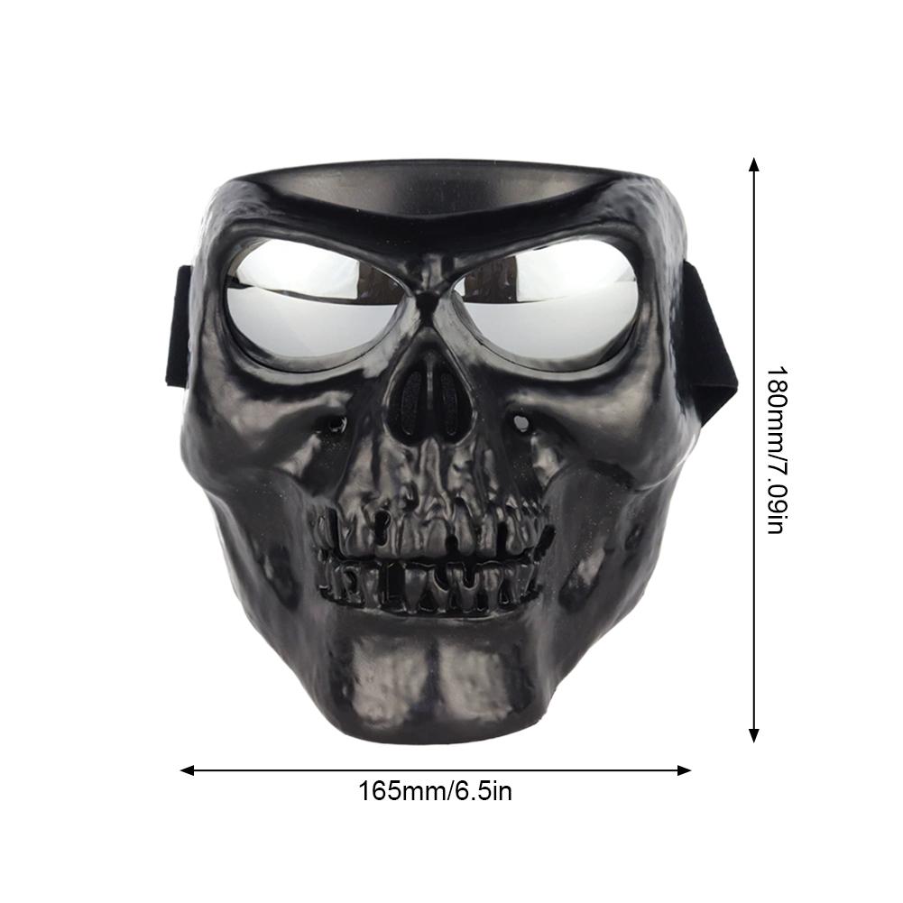 Motorcycle Goggles Face Shield Skull Mask with Goggles Full Face Tactical Mask for Motocross Helmet Moto Ghost Decor Accessories