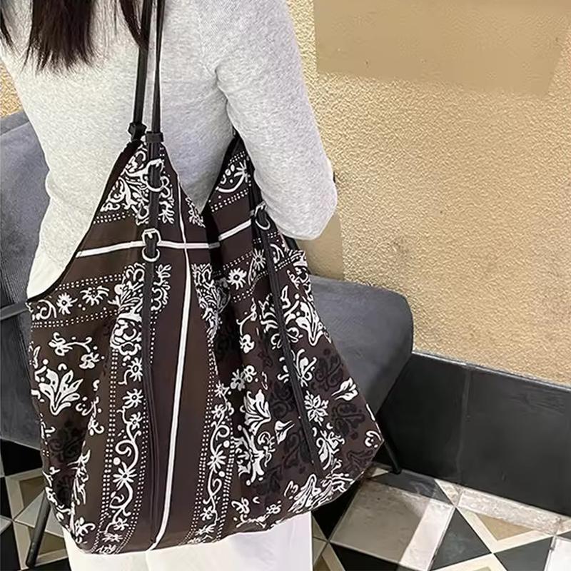 Yogodlns Large Capacity Shopper Tote Bag Ethnic Printed Shoulder Bag Soft Shopper Handbags Fashion Designer Hobos Bags for Women