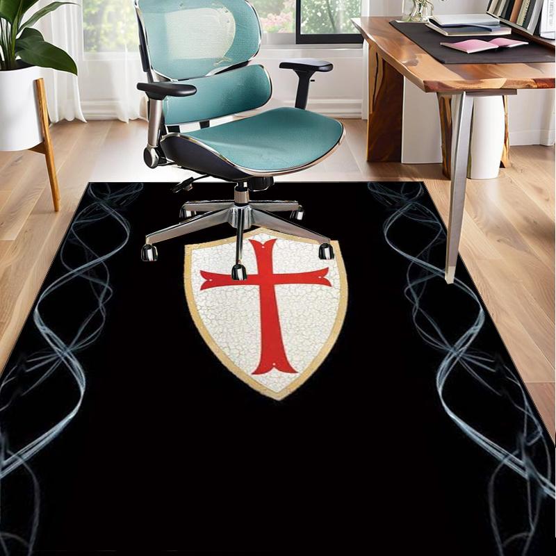 Knights Templar Symbol Office Rug Chair Mat, Game Carpet, Suitable for Front Door, Bedroom, Living Room, Desk, Holiday Gift