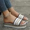 Ladies' Wedge Heel Sandals, Thick-soled Shoes Made of Woven Hemp Rope, and Comfortable Sponge Slippers