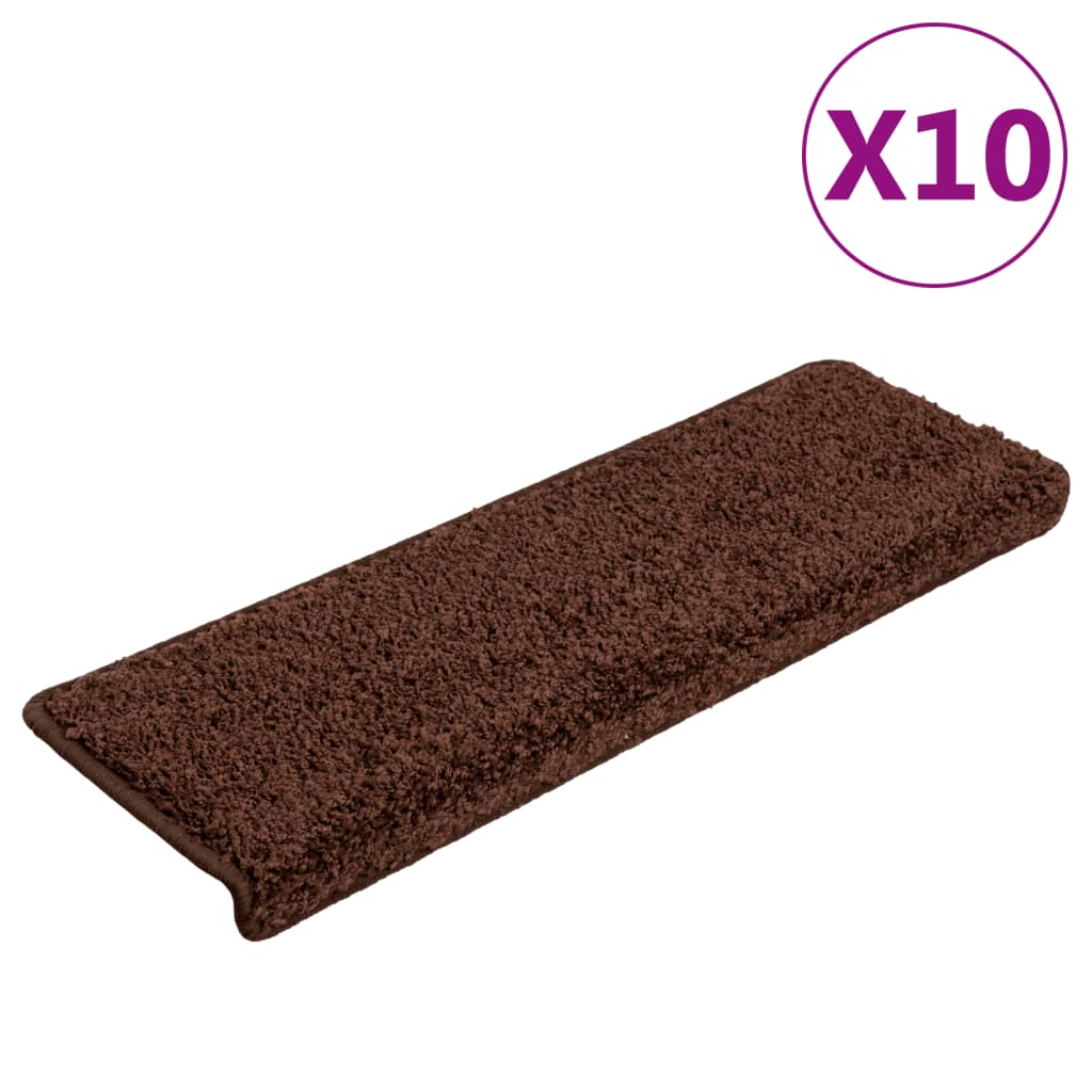 Step Mats 10 pcs. 65 x 21 x 4 cm Brown Rectangular Edge