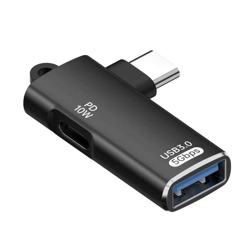 Adaptador OTG 2 em 1 USB 3.0 Tipo-C com Carregamento PD de 10W para Celular e Laptop