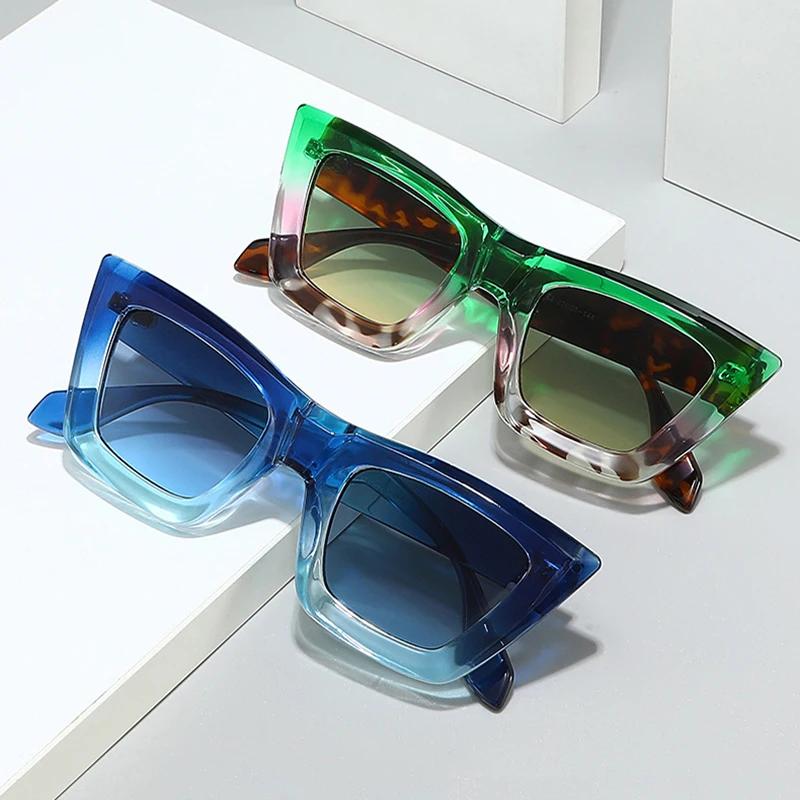  Vintage Cat Eye Double Color Women Luxury Sunglasses Shades UV400 Fashion Gradient Men Sun Glasses