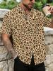[Print Design – Not Texture] Men'S Short Sleeve Shirt, Men'S Leopard Print Short Sleeve Shirt, Summer Western Style Lapel Casual Shirt, Trendy