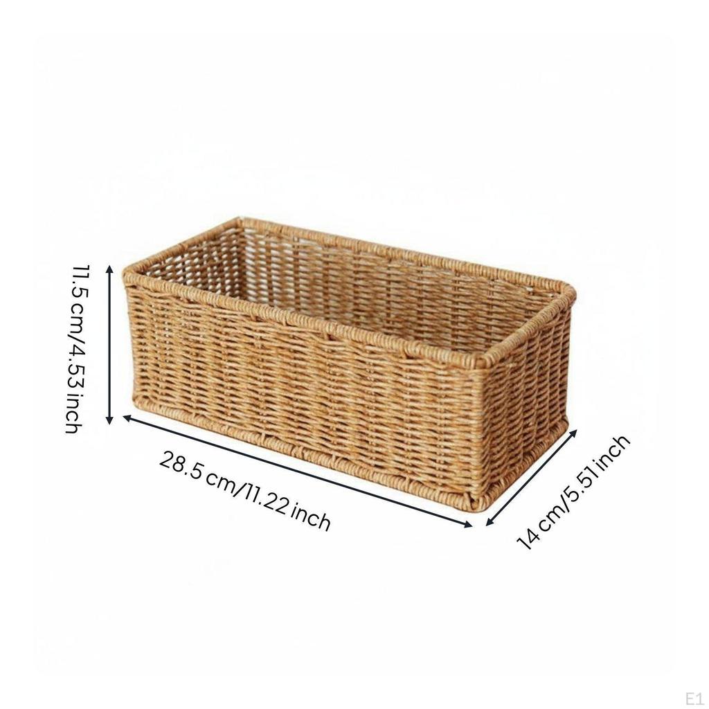 Lidded Woven Container With Lid Rectangular Adaptable Household Storage for