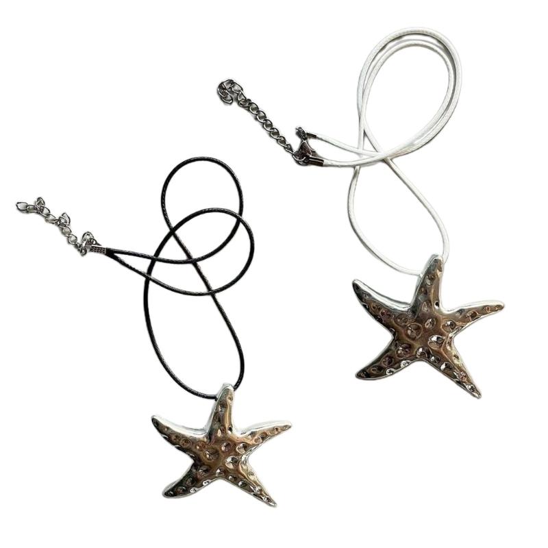 Sparkling Big Star Necklace for Women Teen Girls Starfish Pendant Summer Jewelry Gift Clavicle Chain Collar Necklaces