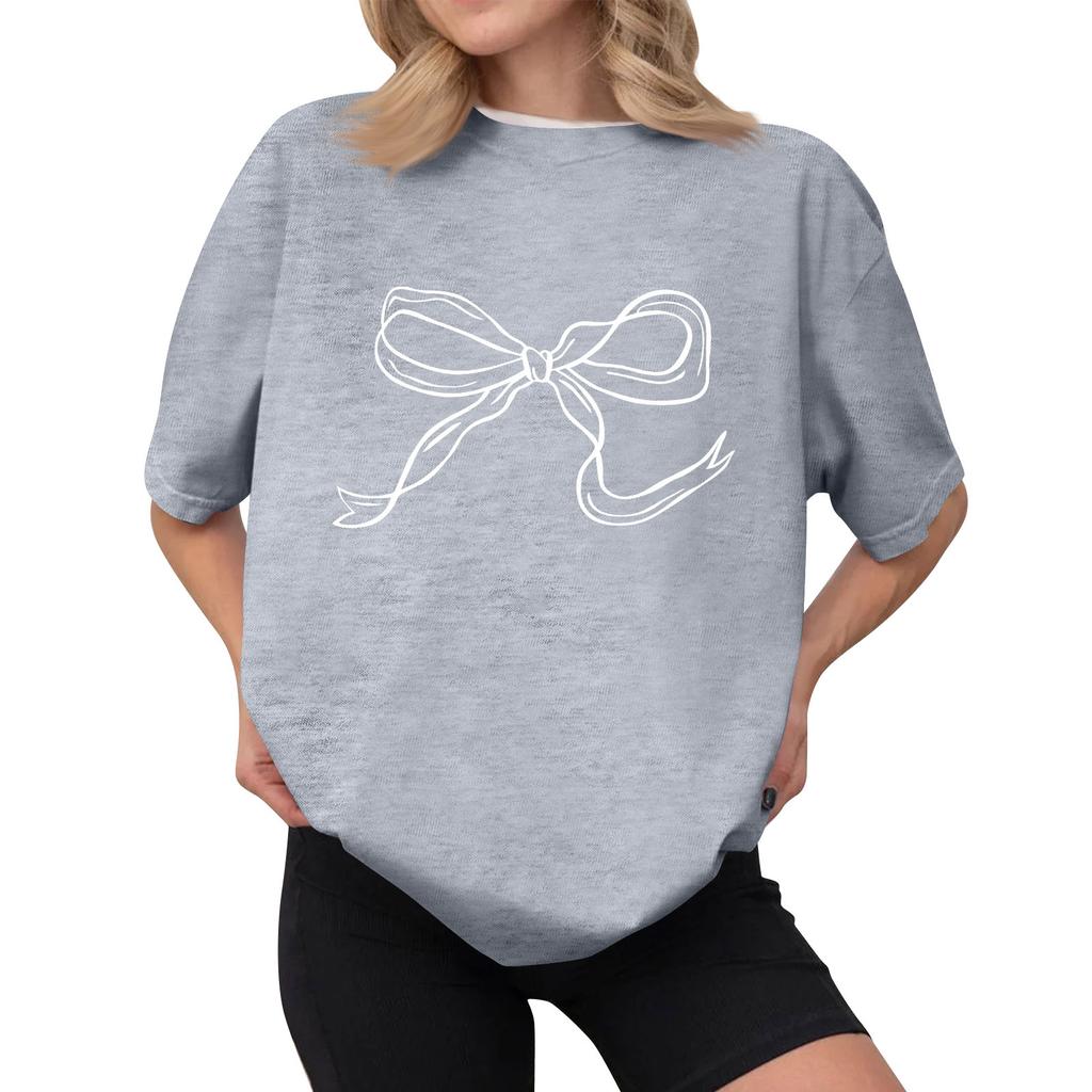 Women's Casual Printed T-Shirt Round Neck Pullover Short Sleeve Top