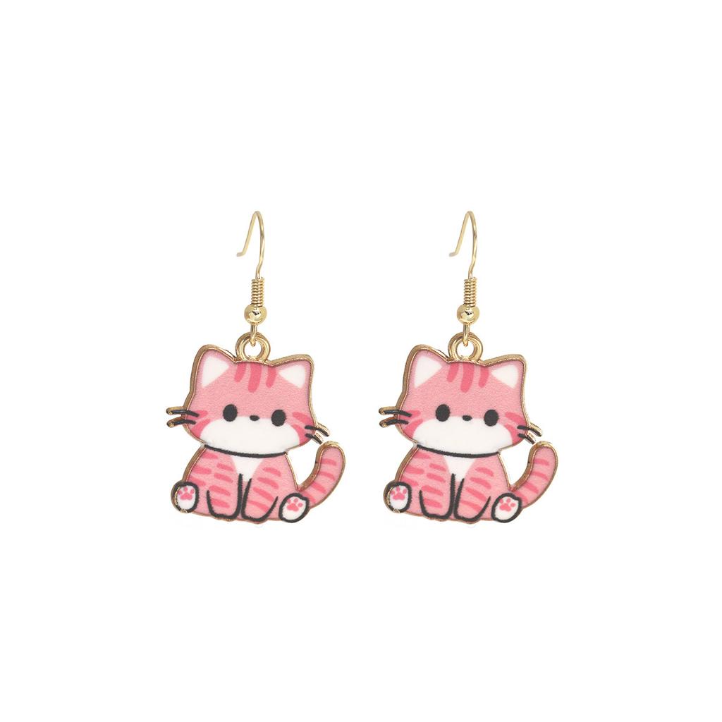 Fun Cartoon Cute Kitten Earrings, Creative Simple Earrings Animal Earrings