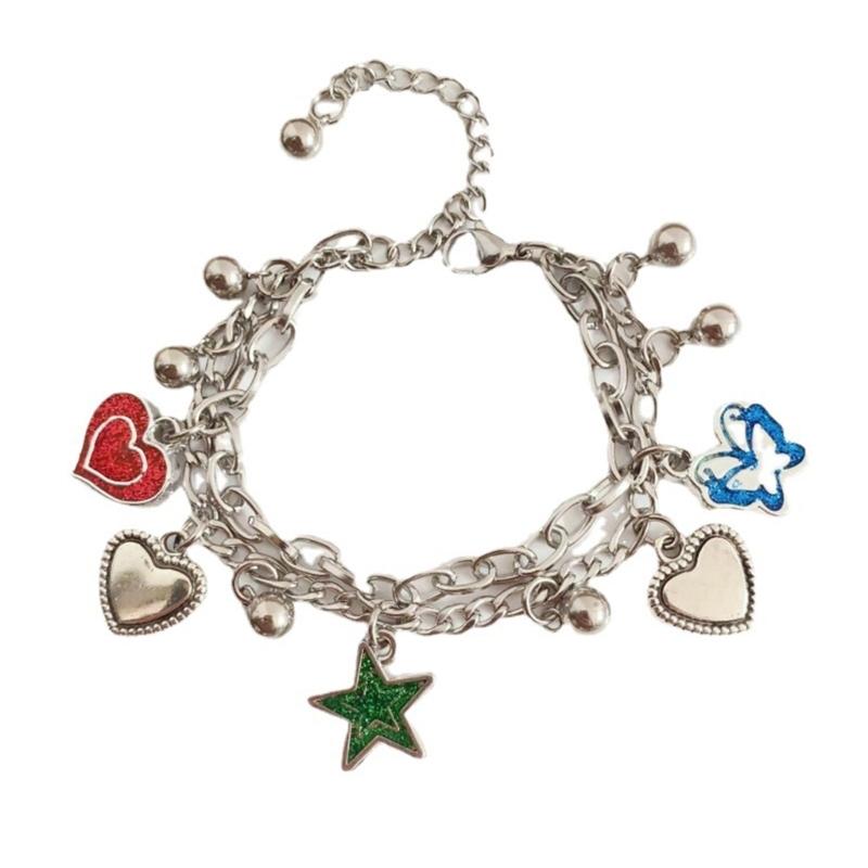 Vintage Shiny Star Pentagram Titanium Steel Bracelet for Women Sweet Aesthetic Y2k Charm Bracelet Harajuku Fashion Jewelry