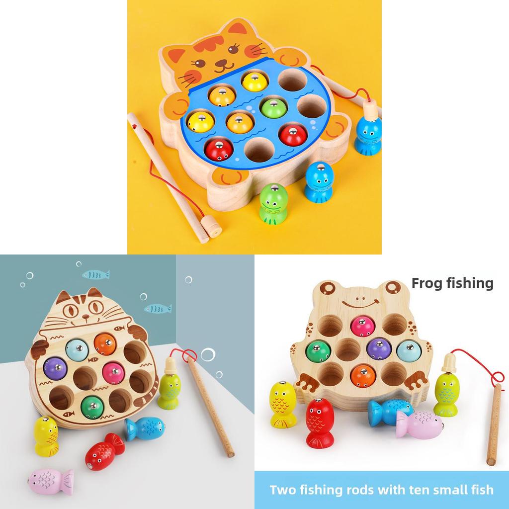 Wooden Childrens Magnetic Fish Catching Toy For Early Education And Focus Development