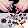 Trendy Smoked Plum Jam Nail Art Set with Butterfly Camellia, Bow, Pearl, Fine Chain & Rhinestone Accessories