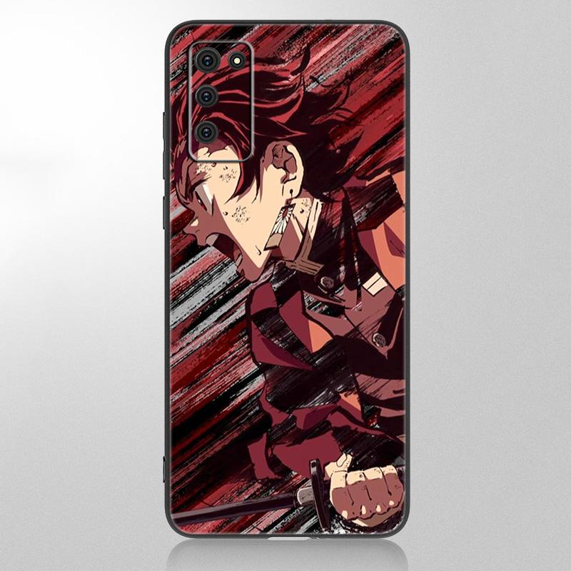 Anime Dämon Slayer Tanjiro Fall für Samsung Galaxy A12 A02S A22 A32 A52 A72 A71 A51 A41 A31 A21 A11 A50 A70 A10 A20S schwarze Abdeckung