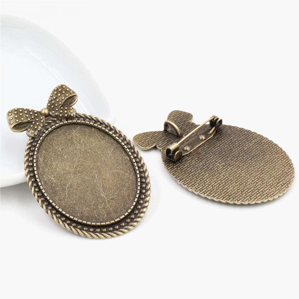 New Fashion 5pcs 30x40mm Inner Size Antique Silver Plated Gold Color Bronze Black Pin Brooch Simple Style Base Setting Pendant