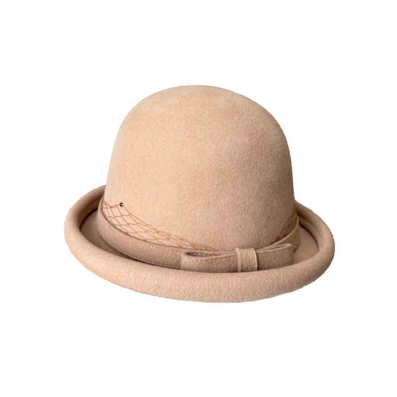 High Quality Daughter Gold Wind Curling Top Hat Women'S French Mesh Bow Basin Hat Wool Retro Warm Bucket Hat