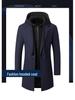 Korean-Style Men's Wool Blend Mid-Length Coat with Removable Hood