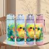1PC Parrot Tropical Feather Splash 750ml Color Plastic Sports Water Bottle Leakproof Flip Straw Lid Suitable for Sports Office Home Use