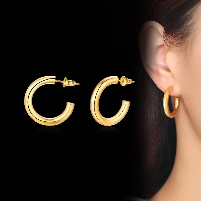 Open Circle Hoops For Women Stainless Steel 25mm 42mm 63mm Diamter Female Holiday Gifts