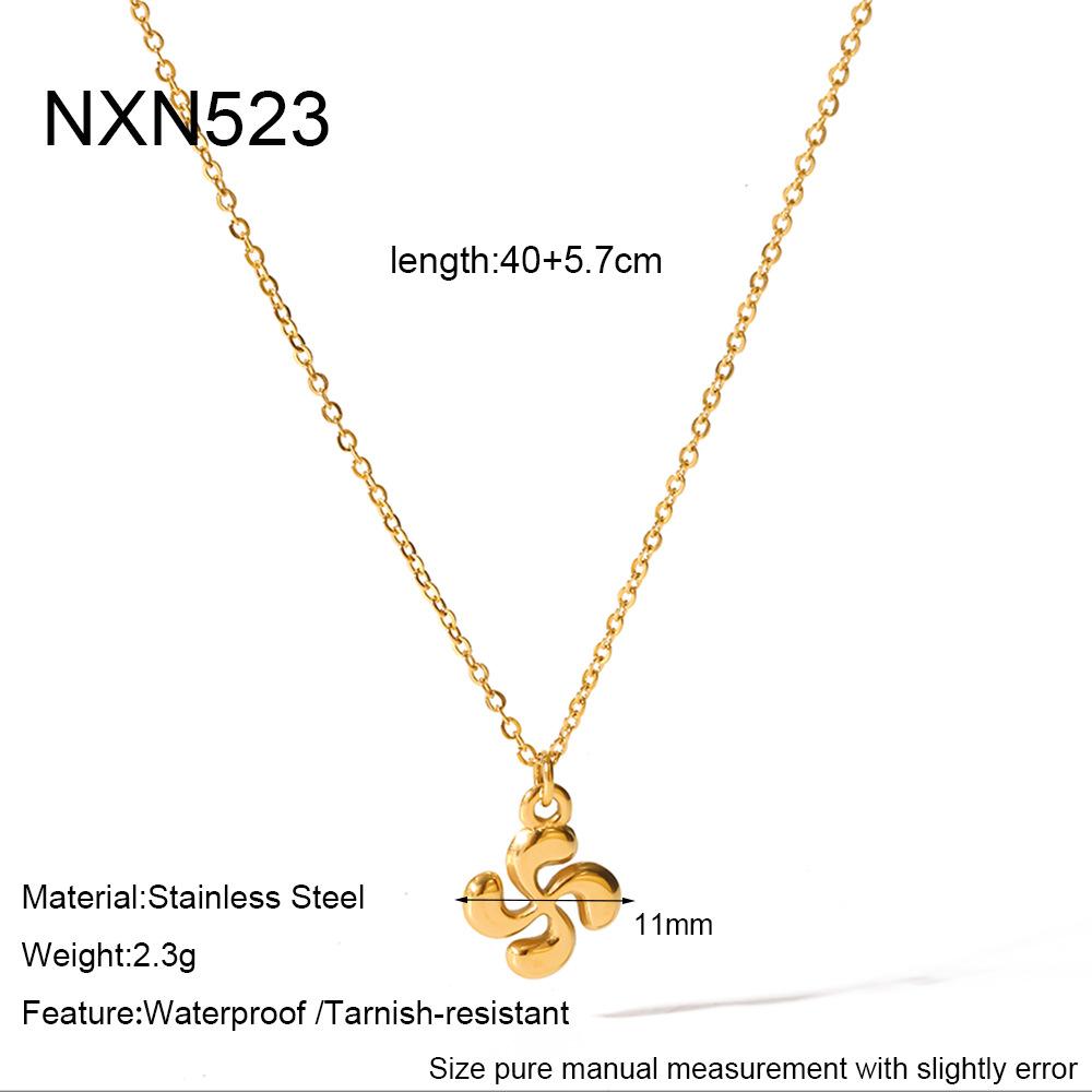 ins Fashion Stainless Steel Diamond Moon Sun Flower Pendant Necklace Women's Plated 18k Gold Light Luxury Stacked Necklace