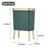 Bedroom Trash Can with Lid,Slim Bathroom Cans Lids, Dog Proof Press Top Lid,Modern Gold Plastic Waste Basket for Office,Kitchen