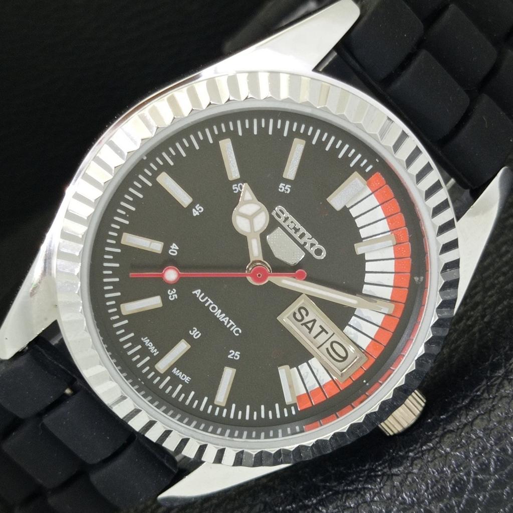 

JAPAN VINTAGE REFURBISHED SEIKO 5 AUTOMATIC 6309A MENS BLACK WATCH a440713-4 Sk-a440713