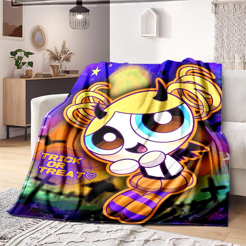 1PC The Powerpuff Girls printed blanket, all season lightweight home office outdoor nap multifunctional blanket A9