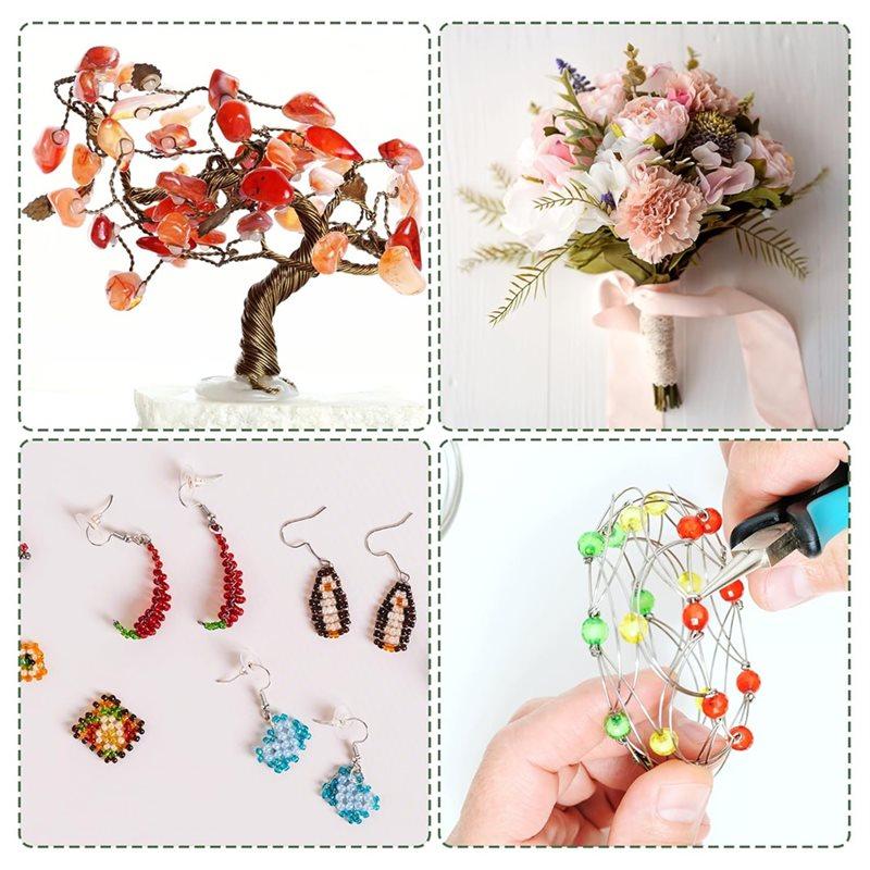 ABWR-Craft Wire 0.35 Mm X 300 M, 6 Rolls Thin Flower Wire, Gold Green Silver, For Crafts, Jewellery Winding Wire