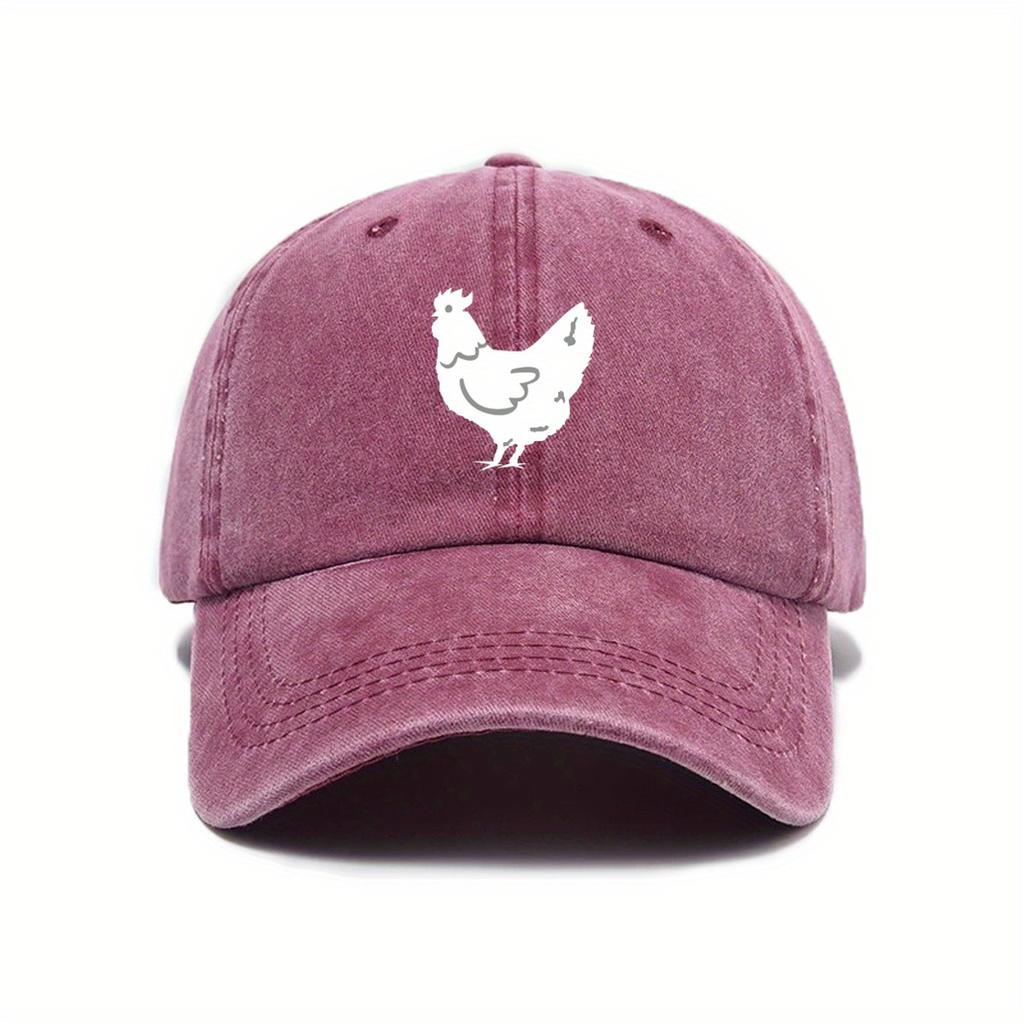 White Hen Printed Baseball Cap with Fun Style, Suitable for Both Men and Women's Daily Casual Wear, Versatile Duckbill Cap