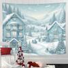 Christmas Tree Tapestry Snowy View Hanging for Party Festival, Bedroom Office Living Room Home Decor, Wall Decoration