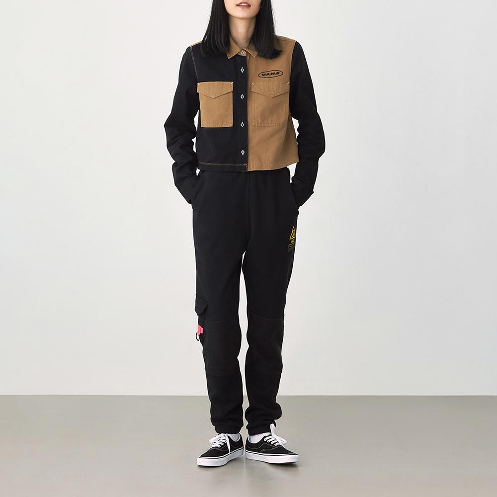 Vans Japanese Style Color Block Long Sleeve Shirt Women shirts Brown VN0A4SA4RQJ