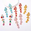 Light Luxury Fashion Retro Environmental Protection Water Drop-shaped Splicing Long Glass Rhinestone Earrings, Advanced Cold Feeling Women