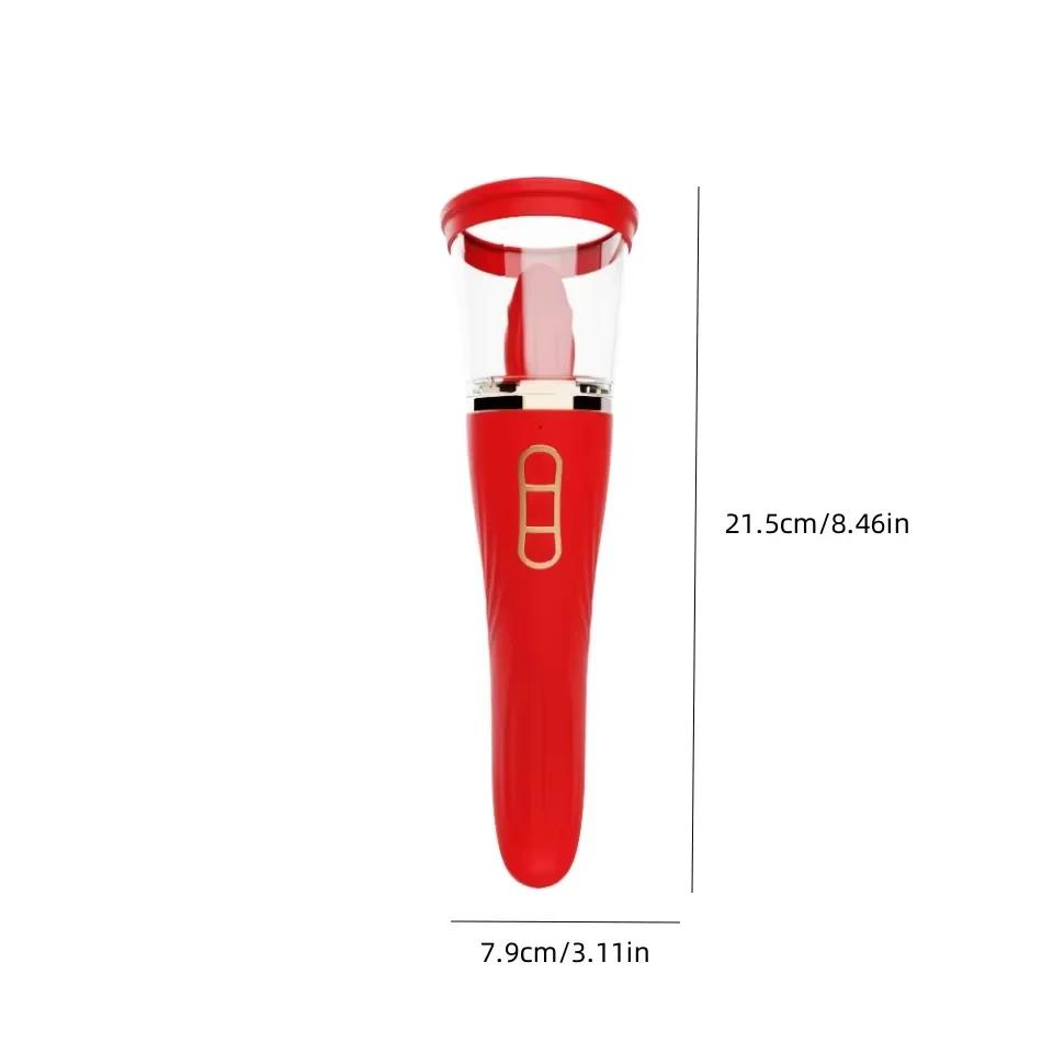 Sucking Tongue Vibrator G-Spot Nipple Clitoris Stimulator 2 in 1 Tongue Vibrating Dildo Female Masturbator Adult Products