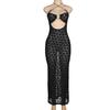 Summer Maxi Dress Elegant Women Backless Floral Cut Out Sexy Party Gown See Through Halter Club