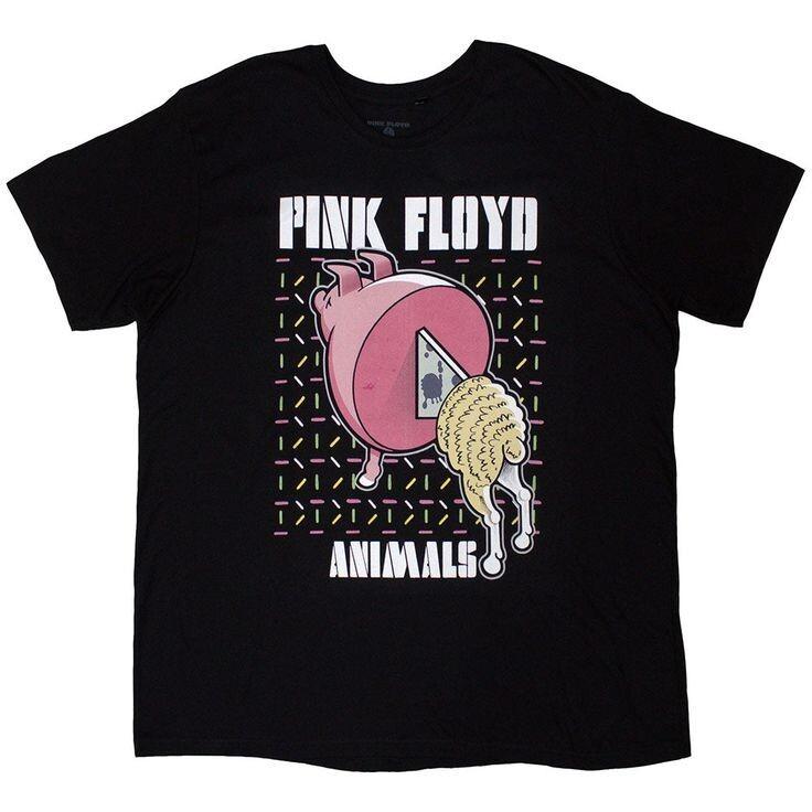 

Pink Floyd Animals Cartoons Short Sleeve Black Cotton T-shirt, Size S-5XL Unisex T-Shirt XXXL