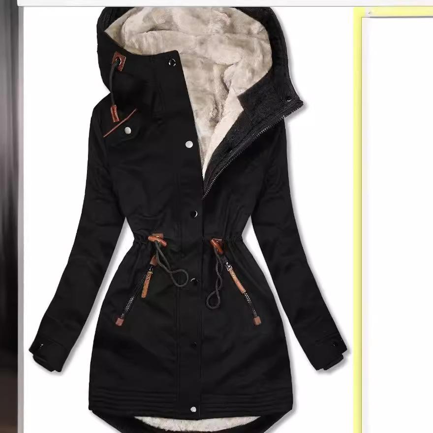 

Зимняя куртка с подкладкой из искусственного меха, двойной застежкой на молнии и пуговицах, регулируемым капюшоном XXXL чёрный