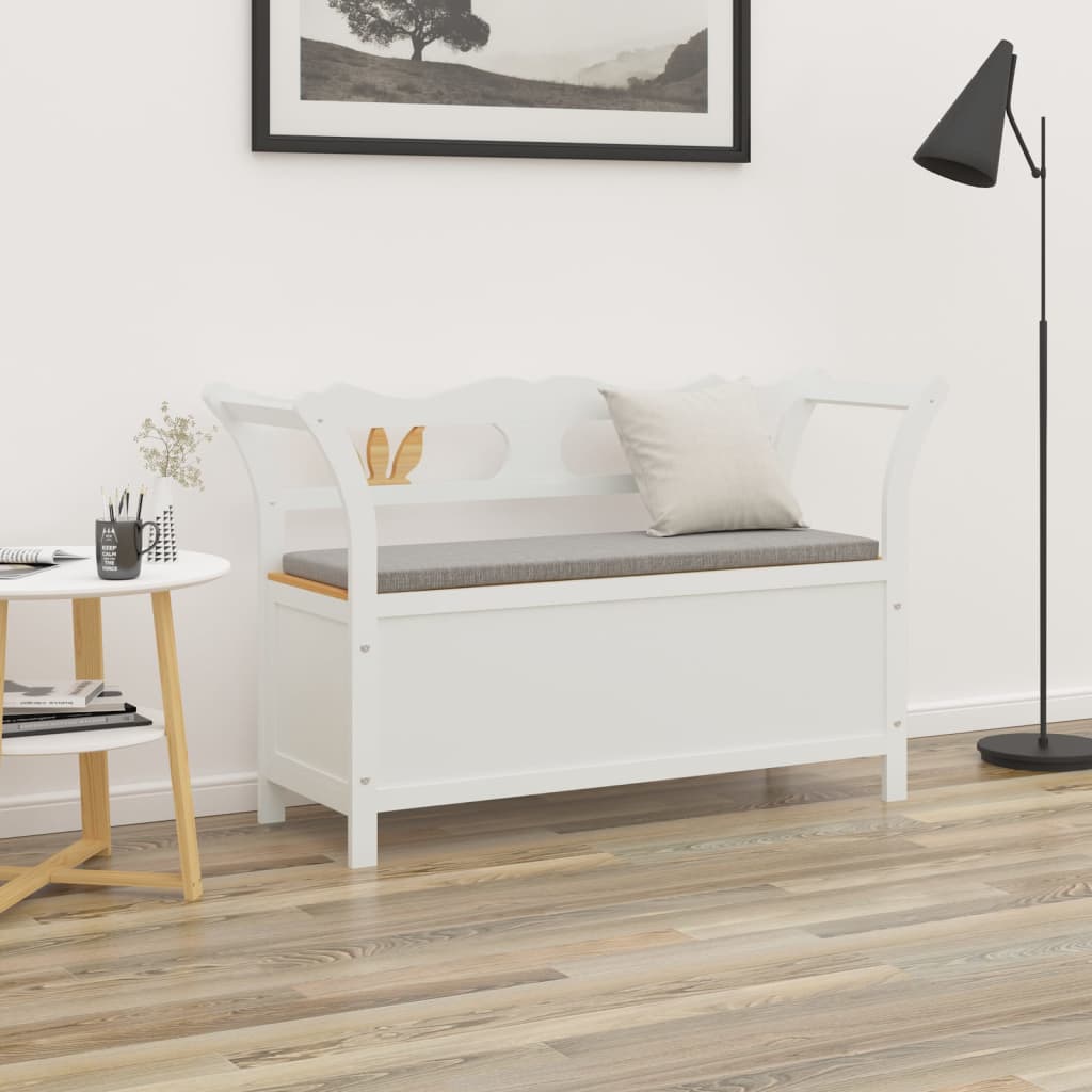 Vidaxl Ławka, Biała, 107X45X75,5 Cm, Lite Drewno Jodłowe