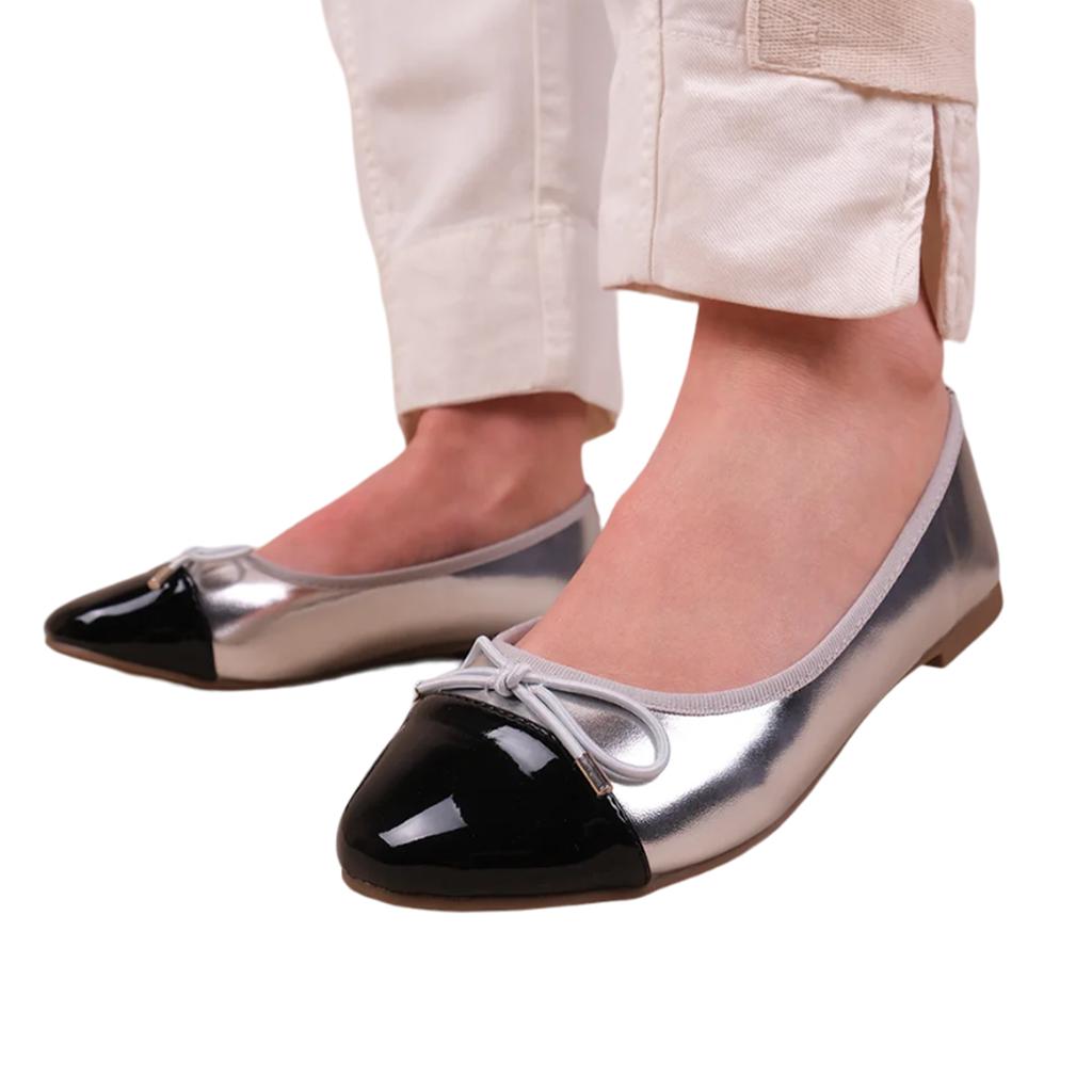 Where's That From Womens/Ladies Janice PU Bow Detail Flat Ballerina Flats