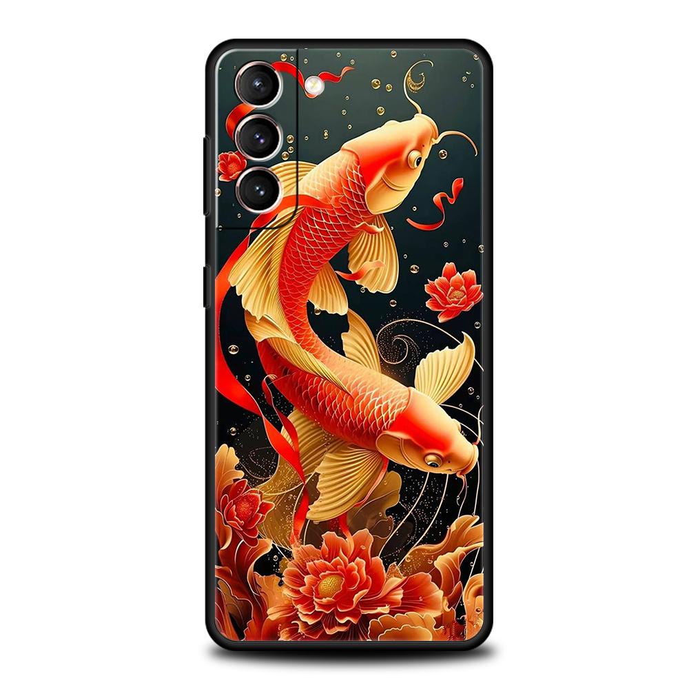 Cartoon Fish Case for Samsung Galaxy S24 S23 S22 S20 S21 FE Ultra S10 S10E S9 S8 Plus 5G Silicone Shockproof Phone Cover Capas