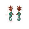 [HF]#1Pair Vintage Micro Diamonds Earrings For Woman Coral Seahorse Enamel Jewelry Gift High Quality Elegant Accessories