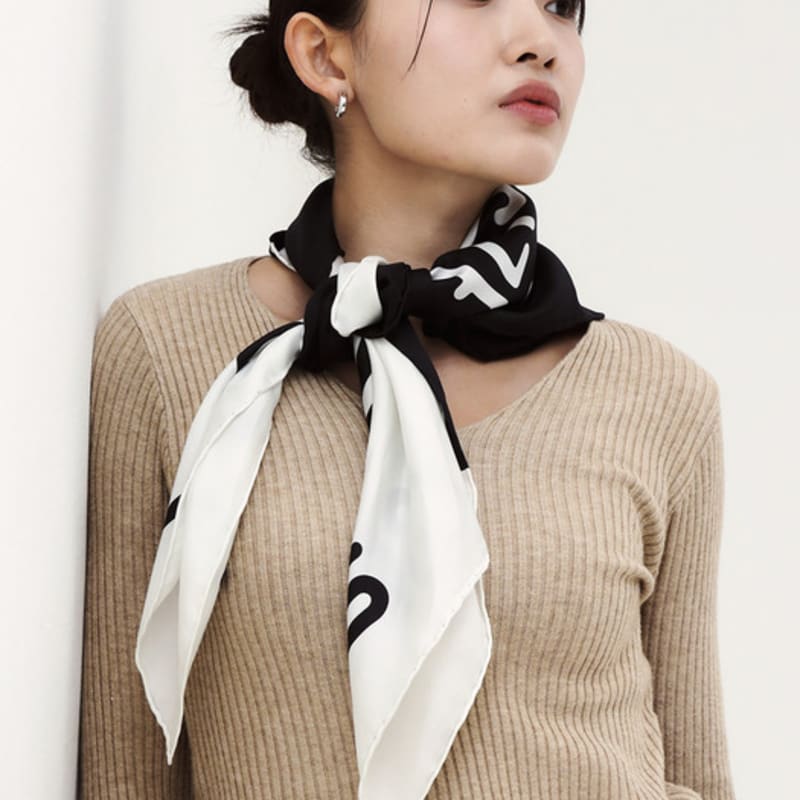 ONSZ Black and White Split Logo Silk Scarf