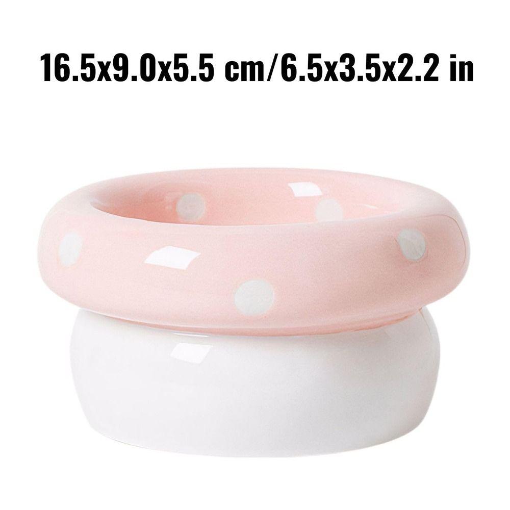 with Raised Base Ceramic Pet Bowl for Comfortable Eating Mushroom-Shaped Elevated Feeder Safety Cat Bowl for Cats and Small Dogs